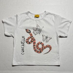 COACHELLA - Juliet Johnstone Baby Tee Mojave Shovel Nose Snake Butterfly Print L